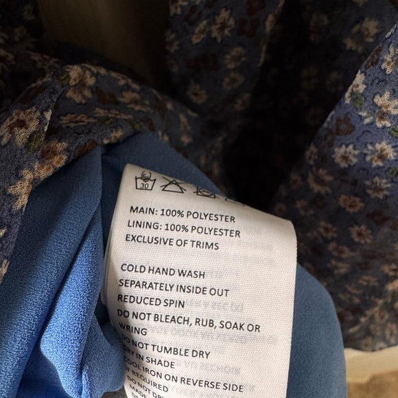 Bardot ditsy floral ruched long sleeve mini dress open back whimsical Blue US 8 - Picture 8 of 11